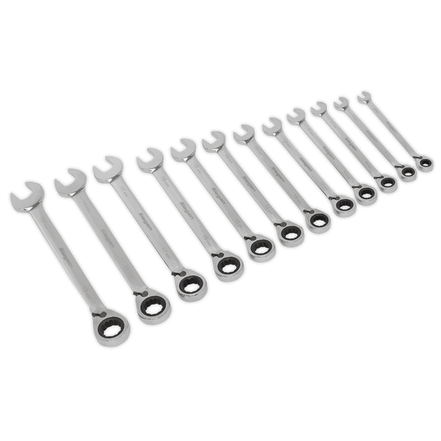 Sealey S0840 Reversible Ratchet Combination Spanner Set 12pc Metric - S0840 - Sealey Tools UK - Trade Counter Direct