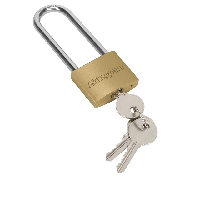 Sealey S0989 Siegen Brass Body Padlock with Brass Cylinder Long Shackle 40mm - S0989 - Sealey Tools UK - Trade Counter Direct
