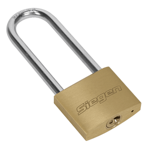 Sealey S0989 Siegen Brass Body Padlock with Brass Cylinder Long Shackle 40mm - S0989 - Sealey Tools UK - Trade Counter Direct