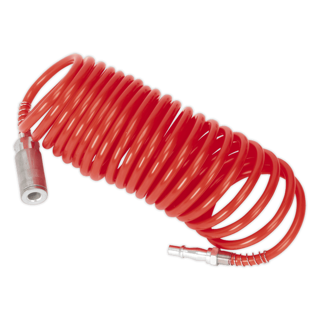 Sealey SA305 PE Coiled Air Hose 5m x 5mm with Couplings - SA305 - Sealey Tools UK - Trade Counter Direct