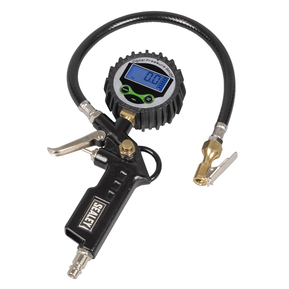 Sealey SA332D Digital Pistol Grip Tyre Inflator with Clip-On Connector - SA332D - Sealey Tools UK - Trade Counter Direct