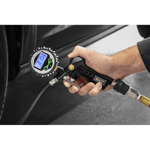 Sealey SA332D Digital Pistol Grip Tyre Inflator with Clip-On Connector - SA332D - Sealey Tools UK - Trade Counter Direct