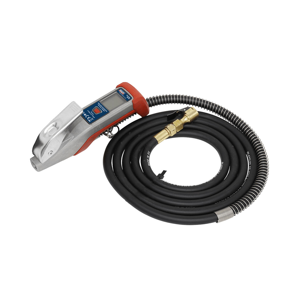 Sealey SA375 Digital Tyre Inflator 2.7m Hose with Clip - On Connector - SA375 - Sealey Tools UK - Trade Counter Direct
