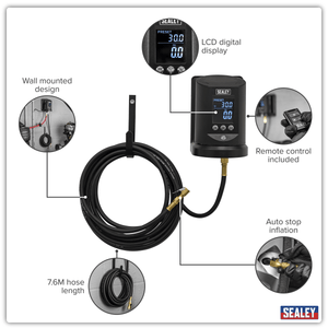 Sealey SA450 Wall Mounting Tyre Inflator Digital - SA450 - Sealey Tools UK - Trade Counter Direct