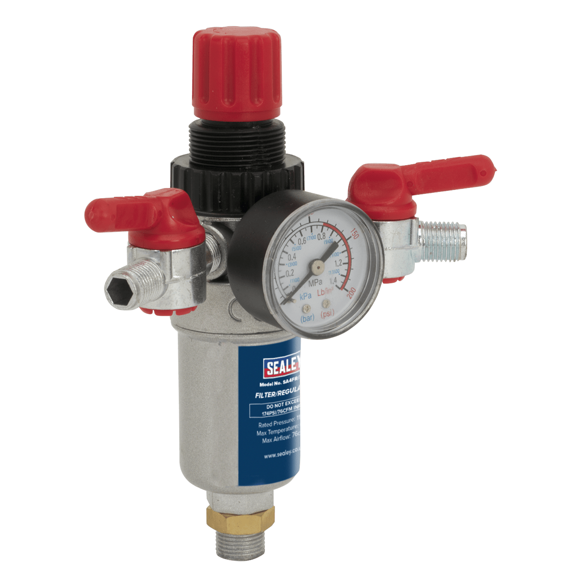 Sealey SA4FR/38 Air Filter/Regulator 3/8"BSP Male - 1/4"BSP Male - SA4FR/38 - Sealey Tools UK - Trade Counter Direct
