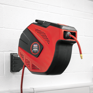 Sealey SA824 Air Hose Reel Auto - Rewind Control 30m Ø10mm ID - Rubber Hose - SA824 - Sealey Tools UK - Trade Counter Direct