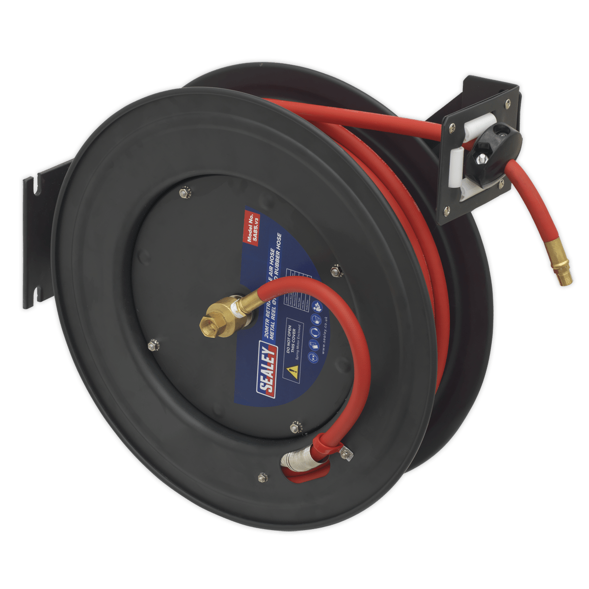 Sealey SA85 Retractable Air Hose Steel Reel 20m Ø10mm ID Rubber Hose - SA85 - Sealey Tools UK - Trade Counter Direct