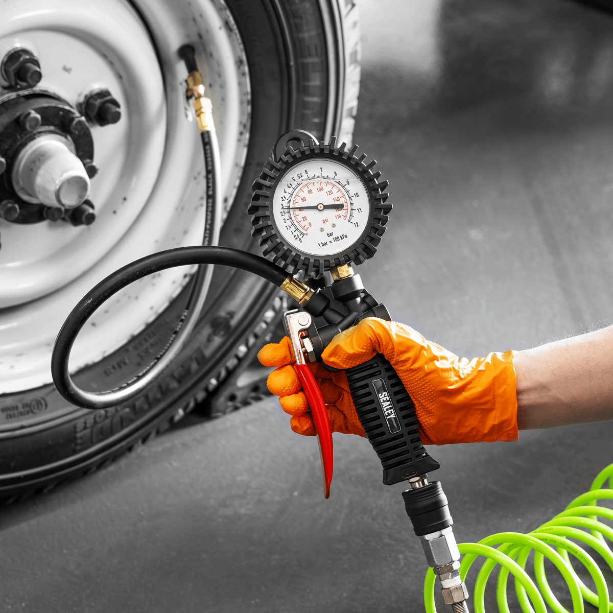 Sealey SA9304 Tyre Inflator with Clip-On Connector - SA9304 - Sealey Tools UK - Trade Counter Direct