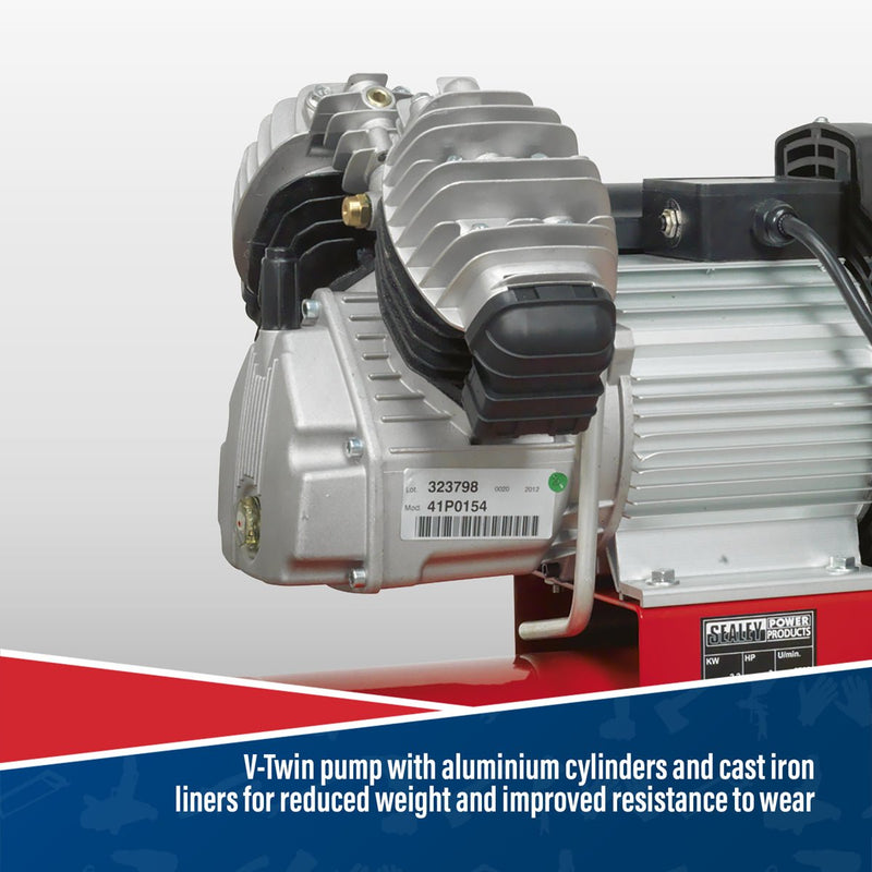 Sealey SAC05030 Compressor 50ltr V - Twin Direct Drive 3hp - Direct Drive - SLY-15723 - Sealey Tools UK - Trade Counter Direct