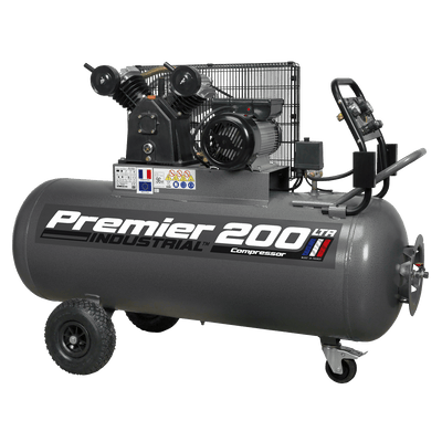 Sealey SAC3203B Air Compressor 200L Belt Drive 3hp with Front Control Panel - SAC3203B - Sealey Tools UK - Trade Counter Direct