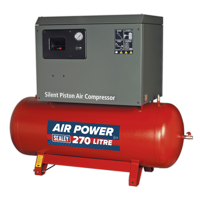 Sealey SAC42755BLN Air Compressor 270L Belt Drive 5.5hp 3ph 2 - Stage with Cast Cylinders Low Noise - SAC42755BLN - Sealey Tools UK - Trade Counter Direct