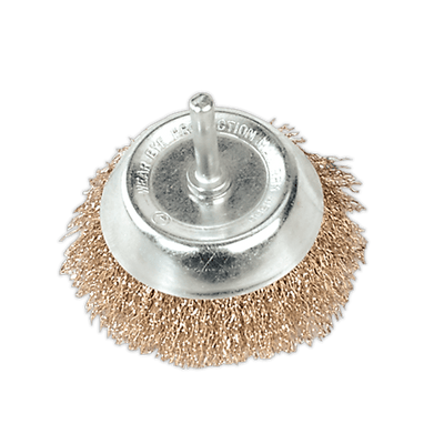 Sealey SCB75 75mm Crimped Wire Cup Brush with 6mm Shaft - SCB75 - Sealey Tools UK - Trade Counter Direct