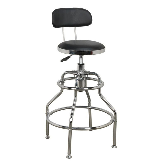 Sealey SCR14 Workshop Stool Pneumatic with Adjustable Height Swivel Seat & Back Rest - Workshop Stools - SLY-16733 - Sealey Tools UK - Trade Counter Direct