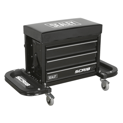 Sealey SCR18B Mechanic's Utility Seat & Toolbox - Black - SCR18B - Sealey Tools UK - Trade Counter Direct