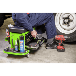 Sealey SCR18G Mechanic's Utility Seat & Toolbox - Green - SCR18G - Sealey Tools UK - Trade Counter Direct