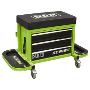 Sealey SCR18G Mechanic's Utility Seat & Toolbox - Green - SCR18G - Sealey Tools UK - Trade Counter Direct