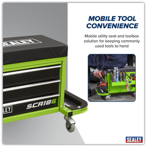 Sealey SCR18G Mechanic's Utility Seat & Toolbox - Green - SCR18G - Sealey Tools UK - Trade Counter Direct