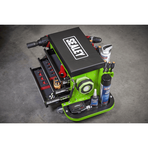 Sealey SCR18G Mechanic's Utility Seat & Toolbox - Green - SCR18G - Sealey Tools UK - Trade Counter Direct