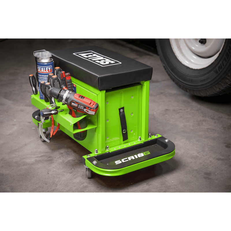 Sealey SCR18G Mechanic's Utility Seat & Toolbox - Green - SCR18G - Sealey Tools UK - Trade Counter Direct