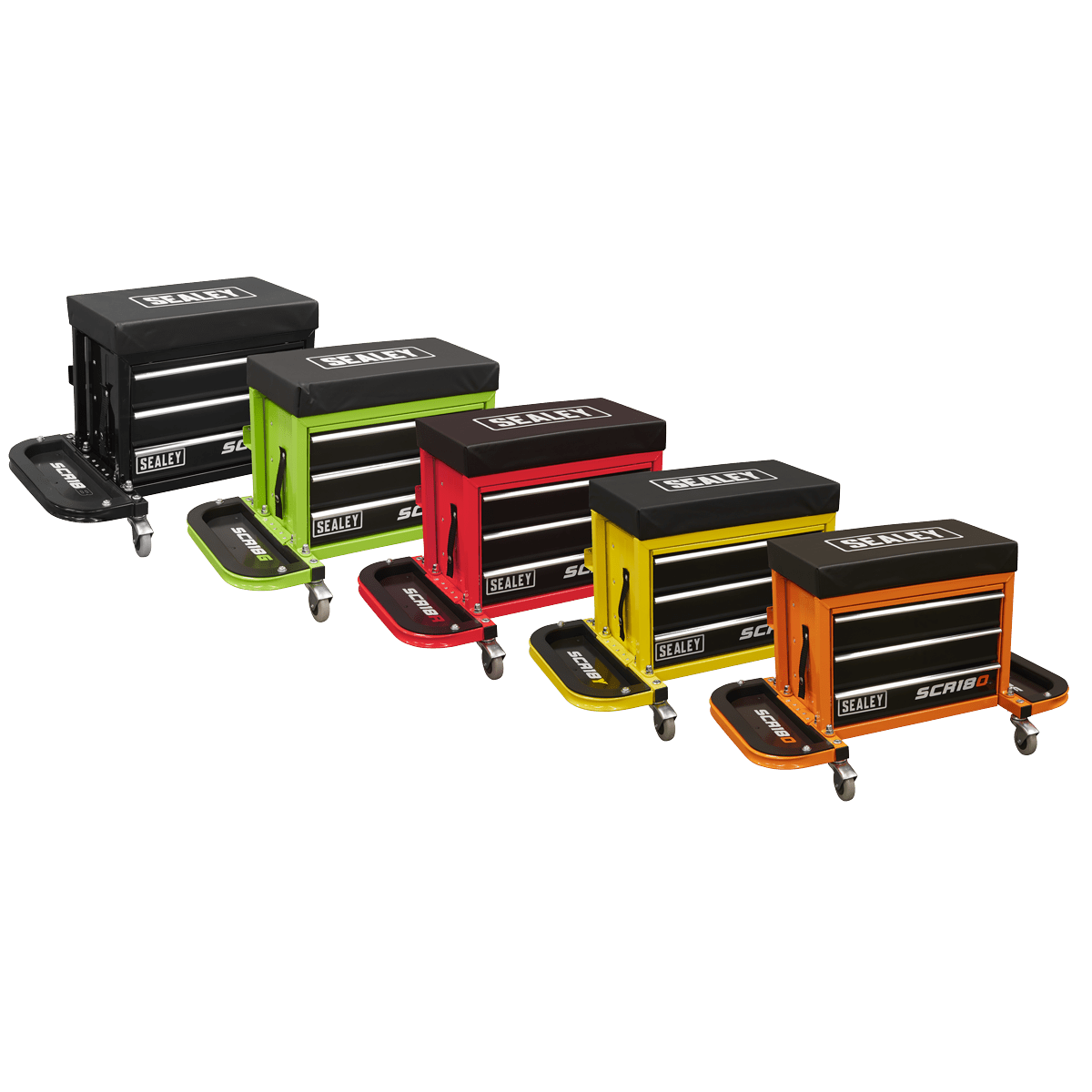 Sealey SCR18G Mechanic's Utility Seat & Toolbox - Green - SCR18G - Sealey Tools UK - Trade Counter Direct