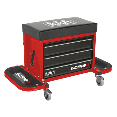 Sealey SCR18R Mechanic's Utility Seat & Toolbox - Red - SCR18R - Sealey Tools UK - Trade Counter Direct