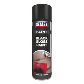 Sealey SCS025 Black Gloss Paint 500ml Pack of 6 - SCS025 - Sealey Tools UK - Trade Counter Direct