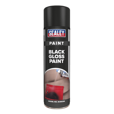 Sealey SCS025 Black Gloss Paint 500ml Pack of 6 - SCS025 - Sealey Tools UK - Trade Counter Direct