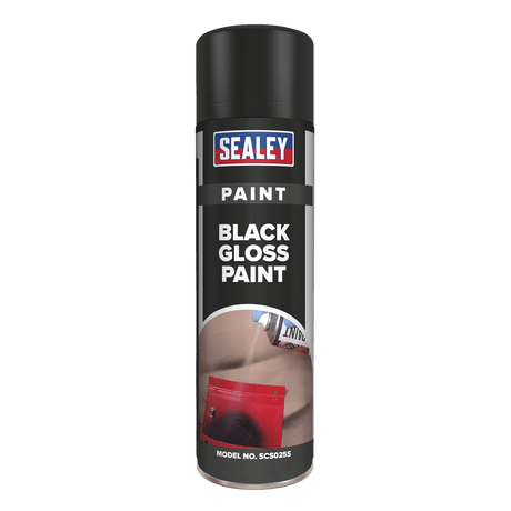 Sealey SCS025 Black Gloss Paint 500ml Pack of 6 - SCS025 - Sealey Tools UK - Trade Counter Direct
