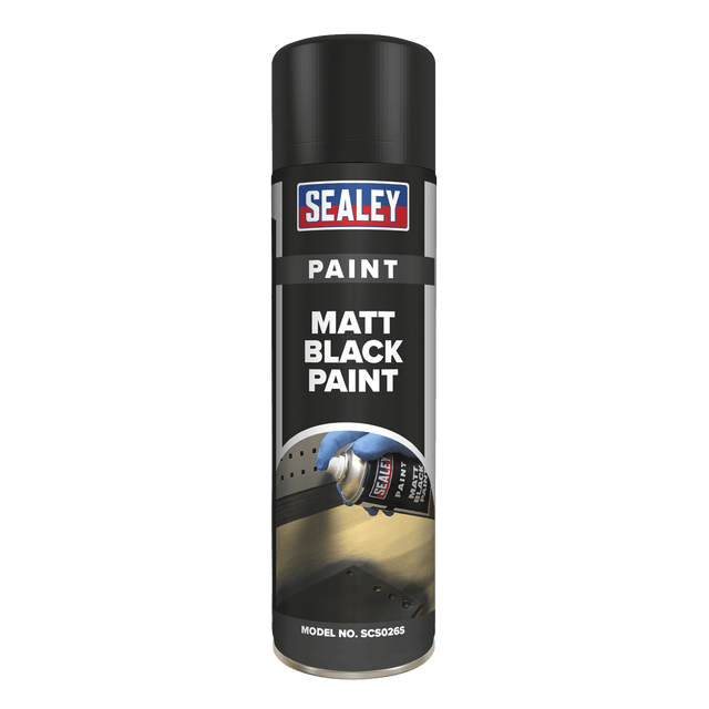 Sealey SCS026 Black Matt Paint 500ml Pack of 6 - SCS026 - Sealey Tools UK - Trade Counter Direct