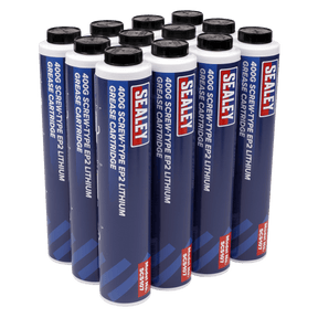Sealey SCS108 Screw - Type EP2 Lithium Grease Cartridge 400g Pack of 12 - SCS108 - Sealey Tools UK - Trade Counter Direct