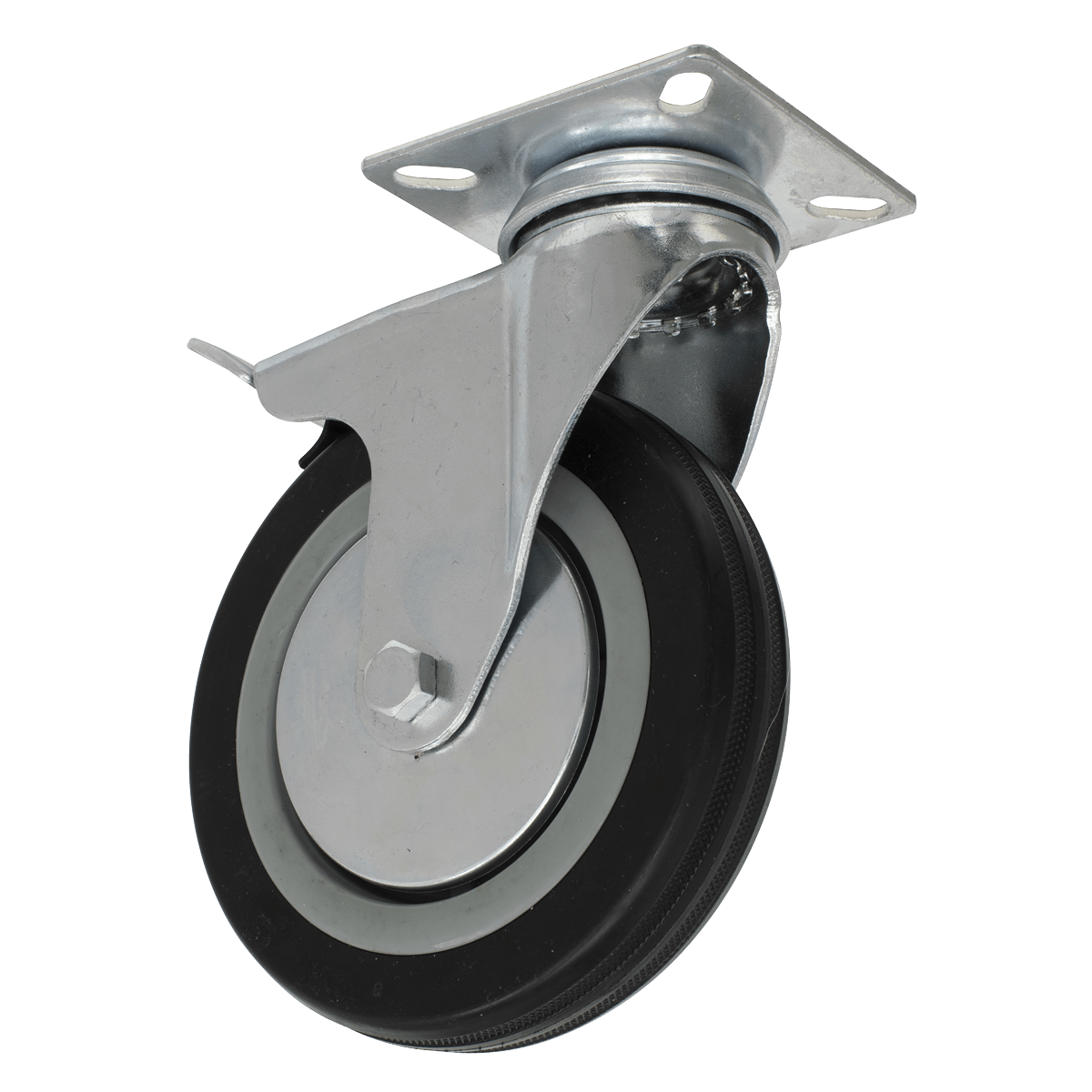 Sealey SCW1125SPL Castor Wheel Swivel Plate with Brake Ø125mm - SCW1125SPL - Sealey Tools UK - Trade Counter Direct