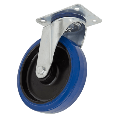 Sealey SCW3100SPEM Heavy - Duty Blue Elastic Rubber Swivel Castor Wheel Ø100mm - Trade - SCW3100SPEM - Sealey Tools UK - Trade Counter Direct