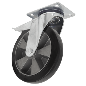 Sealey SCW5152SPLEM Heavy - Duty Rubber Castor Wheel Swivel with Total Lock Ø152mm - Trade - SCW5152SPLEM - Sealey Tools UK - Trade Counter Direct