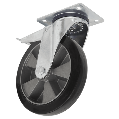 Sealey SCW5152SPLEM Heavy - Duty Rubber Castor Wheel Swivel with Total Lock Ø152mm - Trade - SCW5152SPLEM - Sealey Tools UK - Trade Counter Direct