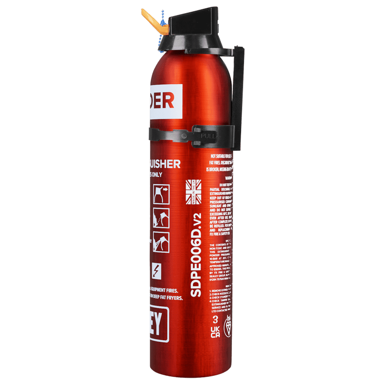 Sealey SDPE006D Disposable Dry Powder Fire Extinguisher 0.6kg - SDPE006D - Sealey Tools UK - Trade Counter Direct