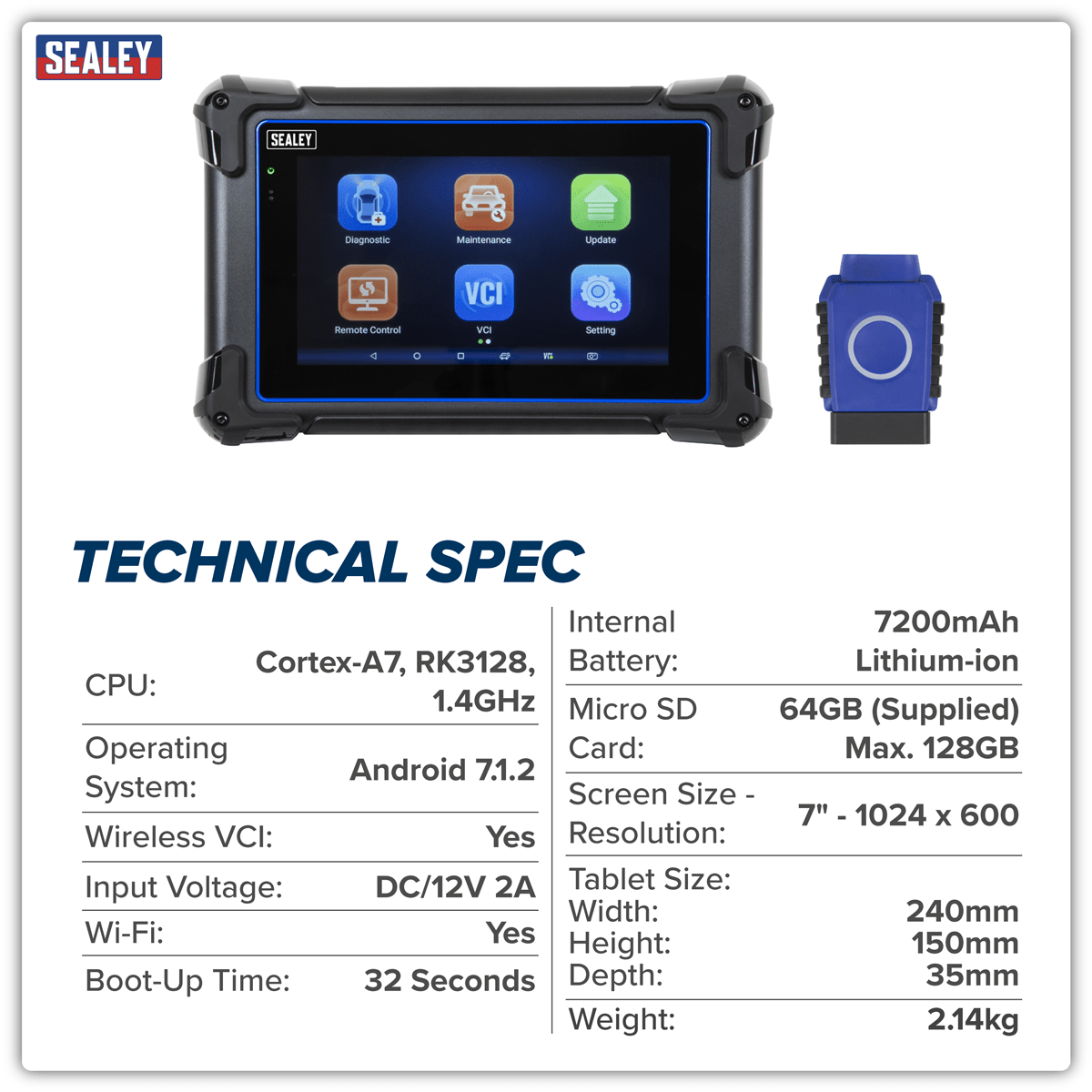 Sealey SDS1 Diagnostic Tablet Multi-Manufacturer - SDS1 - Sealey Tools UK - Trade Counter Direct