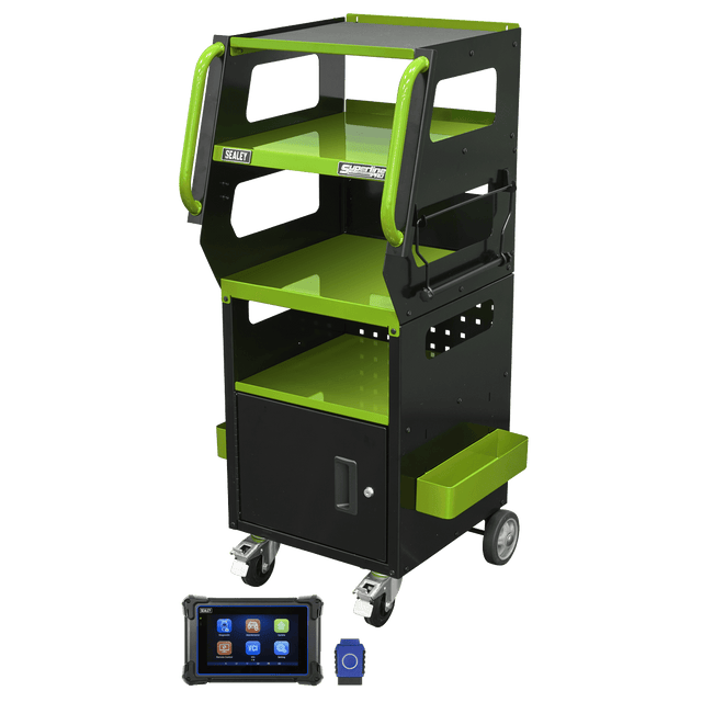 Sealey SDS1G Diagnostic Tablet & Trolley - Green - SDS1G - Sealey Tools UK - Trade Counter Direct
