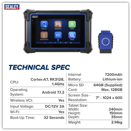 Sealey SDS1G Diagnostic Tablet & Trolley - Green - SDS1G - Sealey Tools UK - Trade Counter Direct