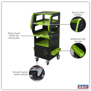 Sealey SDS1G Diagnostic Tablet & Trolley - Green - SDS1G - Sealey Tools UK - Trade Counter Direct