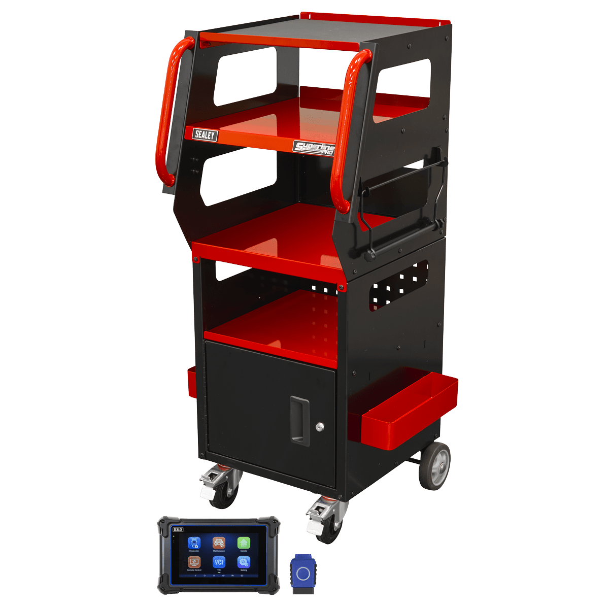 Sealey SDS1R Diagnostic Tablet & Trolley - Red - SDS1R - Sealey Tools UK - Trade Counter Direct