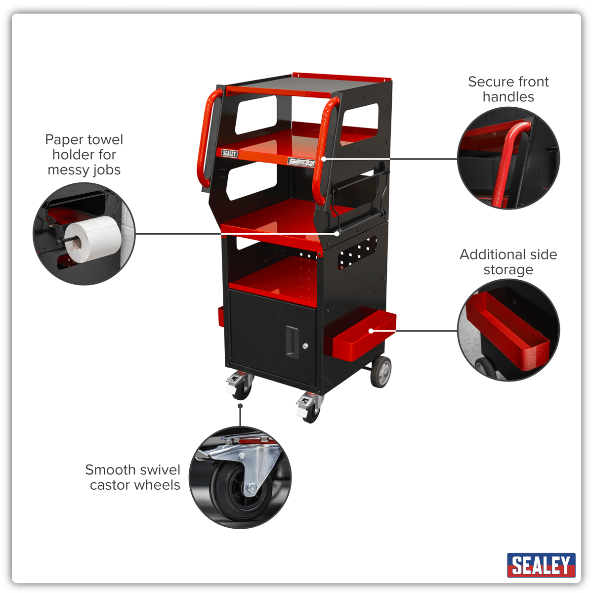 Sealey SDS1R1 Diagnostic Support Station - Red - SDS1R1 - Sealey Tools UK - Trade Counter Direct