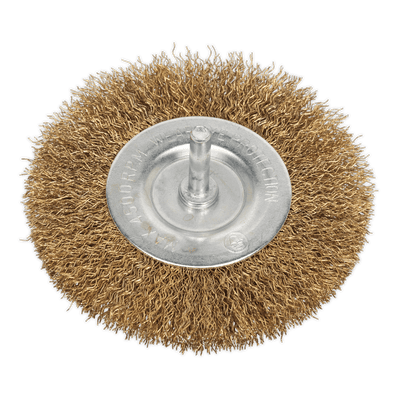 Sealey SFB100 100mm Crimped Flat Wire Brush with 6mm Shaft - SFB100 - Sealey Tools UK - Trade Counter Direct
