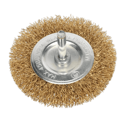 Sealey SFB75 75mm Crimped Flat Wire Brush with 6mm Shaft - SFB75 - Sealey Tools UK - Trade Counter Direct