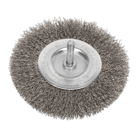 Sealey SFBS100 Flat Wire Brush Stainless Steel 100mm with 6mm Shaft - SFBS100 - Sealey Tools UK - Trade Counter Direct