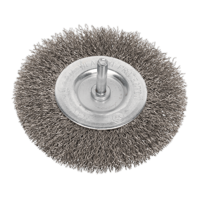 Sealey SFBS100 Flat Wire Brush Stainless Steel 100mm with 6mm Shaft - SFBS100 - Sealey Tools UK - Trade Counter Direct