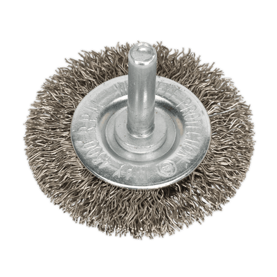 Sealey SFBS50 50mm Crimped Flat Wire Brush with 6mm Shaft - SFBS50 - Sealey Tools UK - Trade Counter Direct