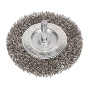 Sealey SFBS75 Flat Wire Brush Stainless Steel 75mm with 6mm Shaft - SFBS75 - Sealey Tools UK - Trade Counter Direct
