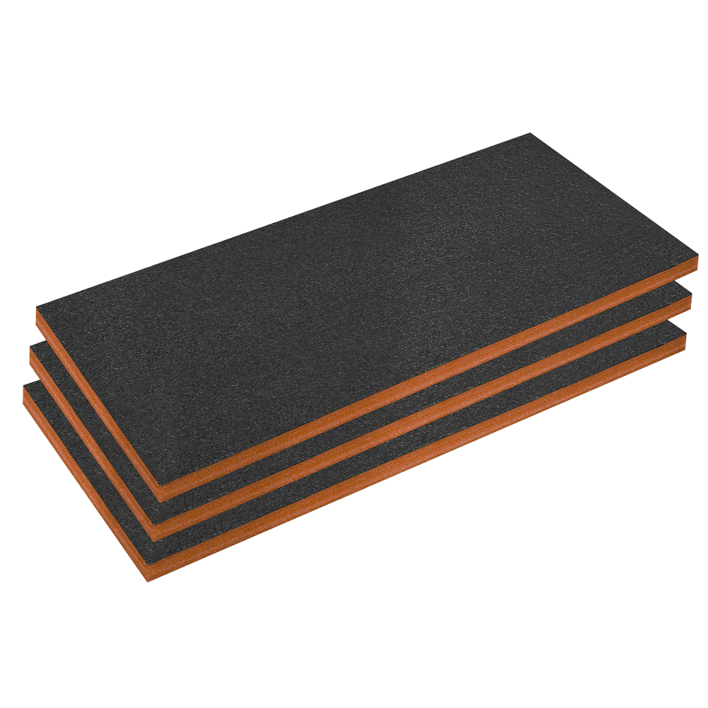 Sealey SFPK50OR Easy Peel Shadow Foam® 1200 x 550 x 50mm, Orange/Black - Pack of 3 - SFPK50OR - Sealey Tools UK - Trade Counter Direct