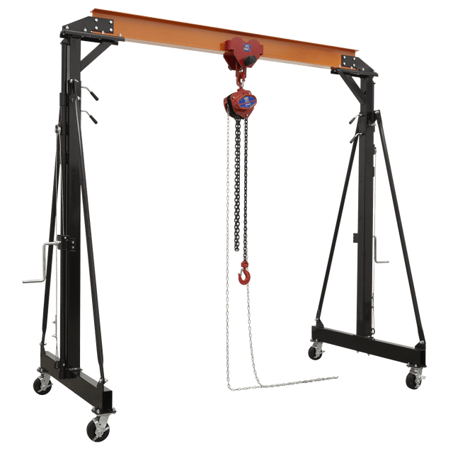 Sealey SG2000KIT Portable Lifting Gantry Crane Adjustable 2 Tonne & Hoist Combo - SG2000KIT - Sealey Tools UK - Trade Counter Direct