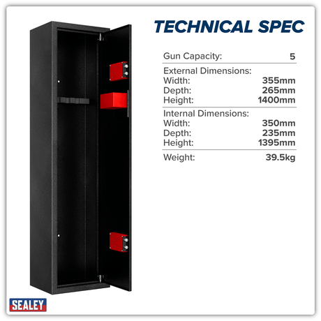 Sealey SGS5 5 Gun Cabinet - SGS5 - Sealey Tools UK - Trade Counter Direct